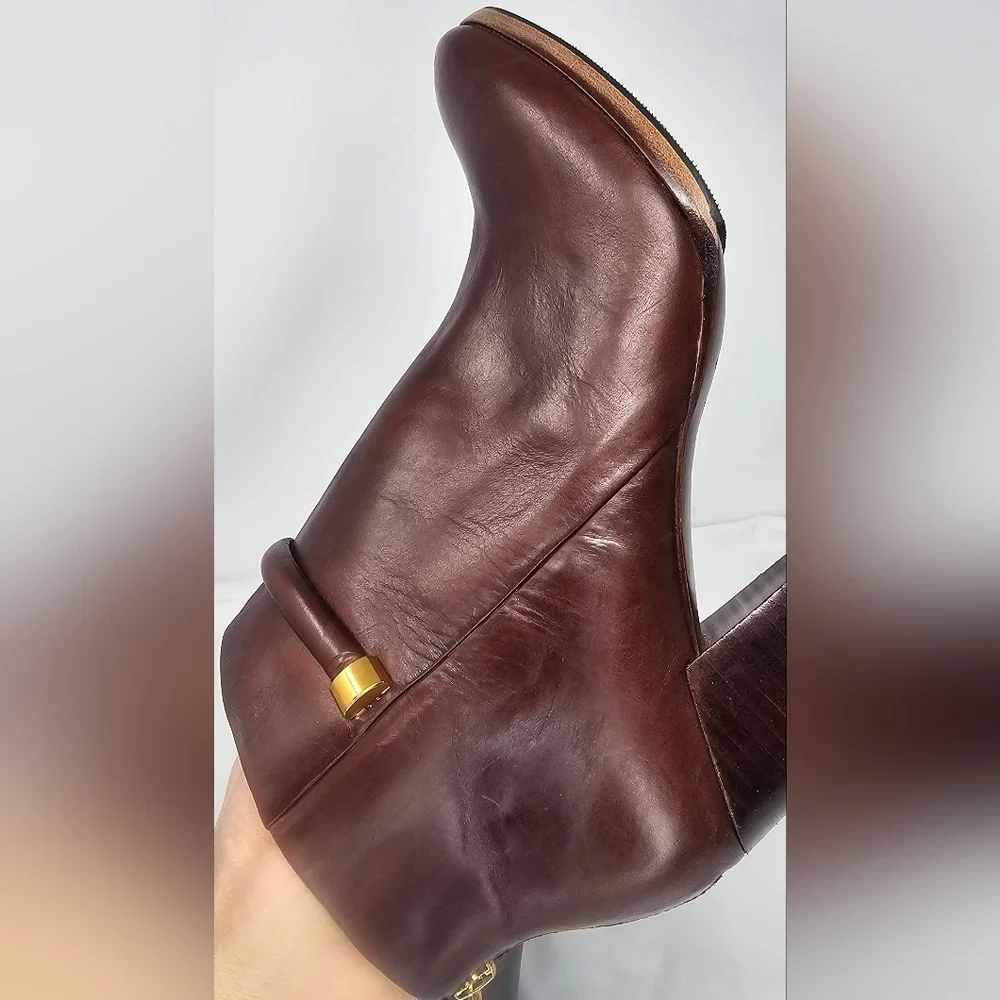 Aerin Women's Fuller Brown Leather Zip Up Ultra High Heel Ankle Boots Size 10M